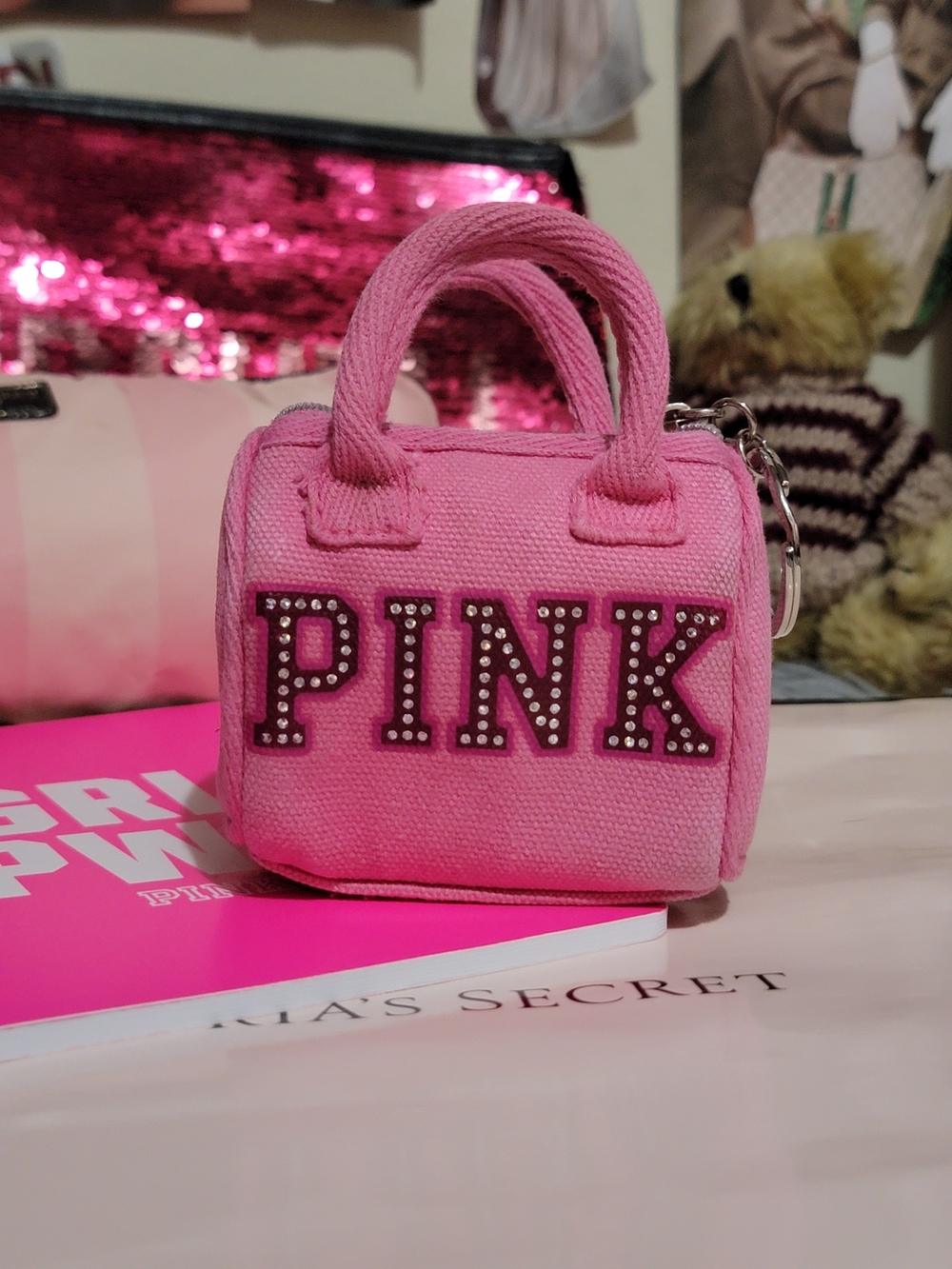 Rare Collectable Victoria's Secret PINK Vintage Keychain Coin Purse Bag